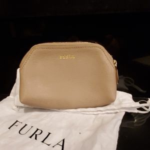 NWB Beige Furla Small Pouch NEW WITH BAG
